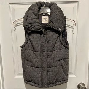 Old Navy Gray Tweed Puffer Vest XS